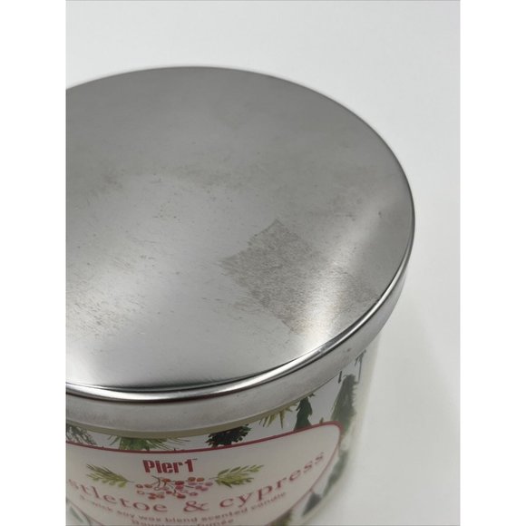 Pier 1 imports 3 Wick Candle Mistletoe and Cypress Scent Unused, Holiday Cheer - Picture 11 of 14